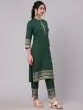 Green Gold Printed Straight Kurta With Pant Set