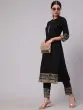Black Gold Printed Straight Kurta With Pant Set