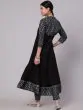 Black Sliver Printed Anarkali & Pant With Koti Set