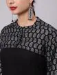 Black Sliver Printed Anarkali & Pant With Koti Set