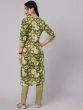 Green & Creem Floral Printed Straight Kurta With Pant Set