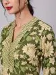 Green & Creem Floral Printed Straight Kurta With Pant Set