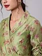 Green & Red Floral Printed A-Line Kurta With Pant Set