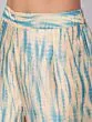Cream & Blue Shibori Printed Anarkali & Pant With Dupatta Set