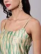Cream & Green Shibori Printed Straight Kurta & Pant With Dupatta Set