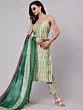 Cream Shibori Print Kurta Pant With Dupatta