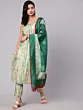 Cream Shibori Print Kurta Pant With Dupatta
