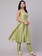 Light Green Printed Anarkali & Pant With Dupatta Set