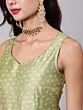 Light Green Printed Anarkali & Pant With Dupatta Set