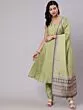 Light Green Printed Anarkali & Pant With Dupatta Set