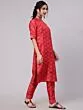 Red & Mustard Chanderi Digital Printed Kurta With Pant Set