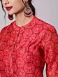 Red & Mustard Chanderi Digital Printed Kurta With Pant Set