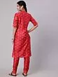 Red & Mustard Chanderi Digital Printed Kurta With Pant Set