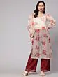 Maroon & Cream Floral Printed Straight Kurta With Palazzo Set