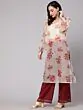 Maroon & Cream Floral Printed Straight Kurta With Palazzo Set