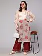 Maroon & Cream Floral Printed Straight Kurta With Palazzo Set
