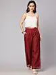 Maroon & Cream Floral Printed Straight Kurta With Palazzo Set