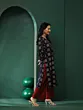 Navy Blue & Maroon Floral Print Kurta With Palazzo