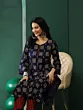 Navy Blue & Maroon Floral Print Kurta With Palazzo
