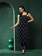 Navy Blue Floral Print Kurta With Pant