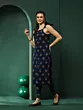 Navy Blue Floral Print Kurta With Pant