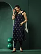 Navy Blue Floral Print Kurta With Pant