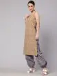 Mustard Floral Printed Straight Kurta And Short Back With Balloon Pant Set