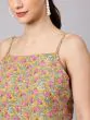 Mustard Floral Printed Straight Kurta And Short Back With Balloon Pant Set