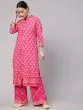 Pink Gold Printed Straight Kurta With Palazzo Set