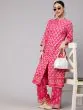 Pink Gold Printed Straight Kurta With Palazzo Set