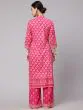 Pink Gold Printed Straight Kurta With Palazzo Set