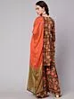 Brown & Orange Floral Printed Gathered Kurta And Sharara With Dupatta Set