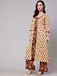 Brown & Orange Floral Printed Leyared A-Line Kurta With Palazzo Set
