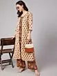Brown & Orange Floral Printed Leyared A-Line Kurta With Palazzo Set