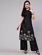 Black Gota Embroidered Straight Kurta With Palazzo Set