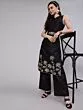 Black Gota Embroidered Straight Kurta With Palazzo Set