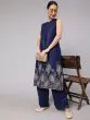 Navy Blue Gota Embroidered Straight Kurta With Palazzo Set
