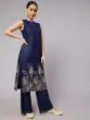 Navy Blue Gota Embroidered Straight Kurta With Palazzo Set