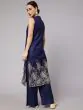 Navy Blue Gota Embroidered Straight Kurta With Palazzo Set