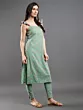 Sea Green Floral Print Kurta With Pant
