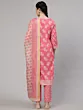 Pink Floral Print Kurta Pant With Dupatta