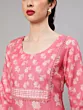 Pink Floral Print Kurta Pant With Dupatta