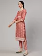 Mauve Floral Print Kurta Pant With Dupatta