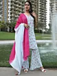 Blue Floral Print Kurta Palazzo