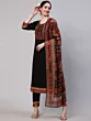 Black Printed Kurta Pant With Dupatta
