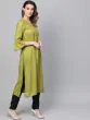 Lemon Green Straight Kurta With Flutter Sleeve