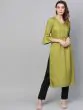 Lemon Green Straight Kurta With Flutter Sleeve