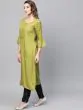 Lemon Green Straight Kurta With Flutter Sleeve