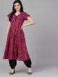 Women Magenta Printed A-Line Kurta