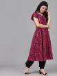 Women Magenta Printed A-Line Kurta